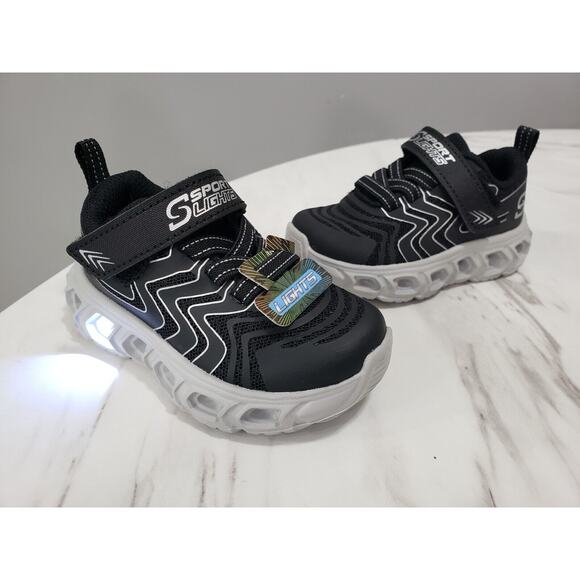 NEW Size‎ 5 Baby Walking Skechers Toddler Jarrod Sneakers Black Light Up - Picture 2 of 6